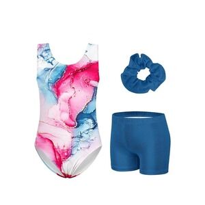 TUONROAD Gymnastics Leotards with Shorts for Girls Sparkly Ballet Dance 8-9 NEW